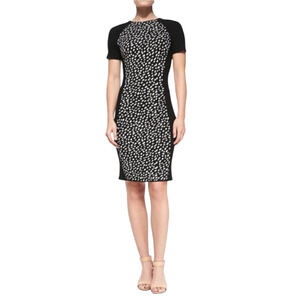 Tory Burch Black Dotted Pony ribbed knit Gemma Merino Wool sweater dress size XS